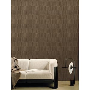 Boutique Collection Bronze/Gold Shimmery Geometric Bamboo Stripe Non-Pasted Paper on Non-Woven Wallpaper Roll