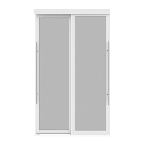 Unbranded - 60 in. x 80.5 in. White Lounge MDF Frosted Sliding Closet Door