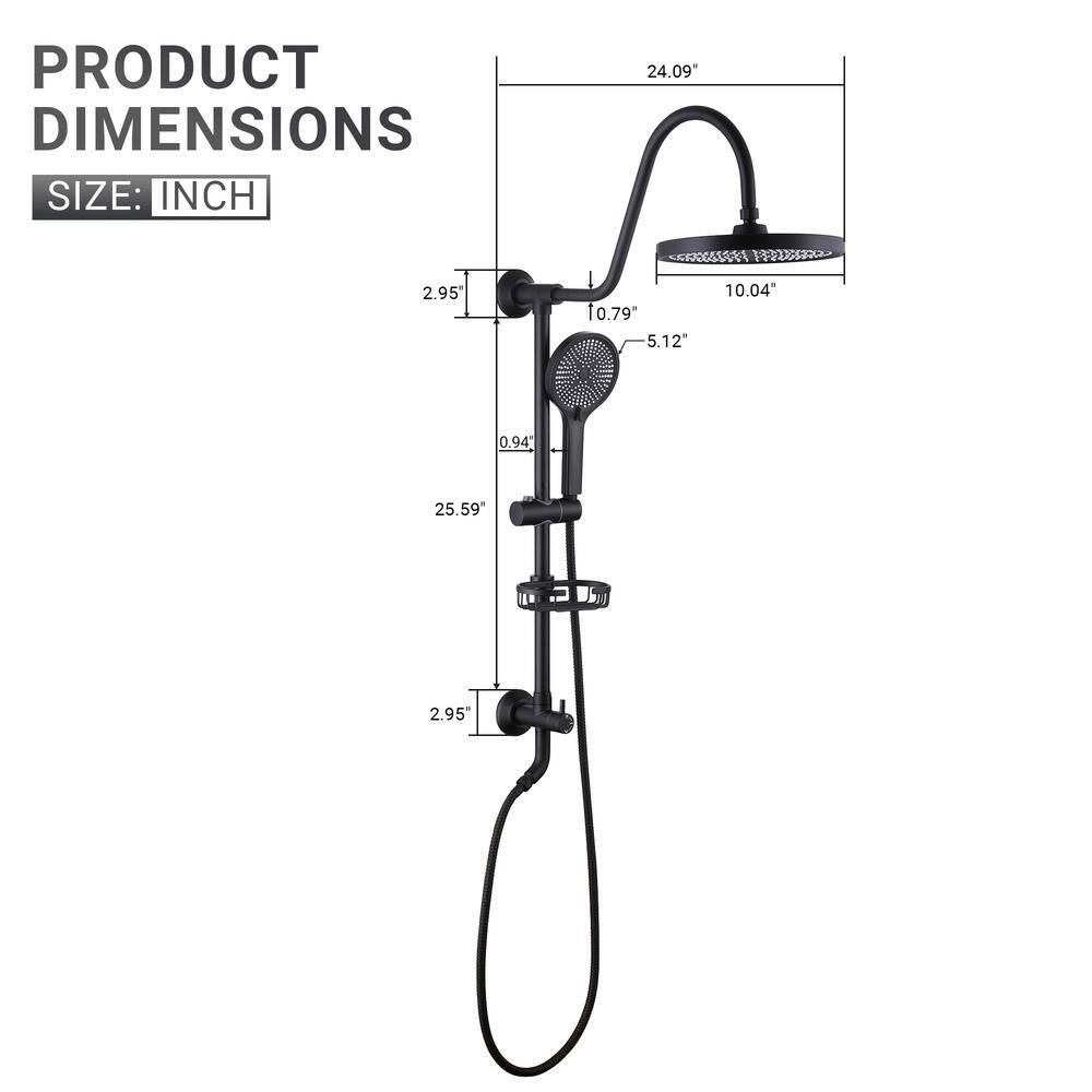 Matte Black Dual Shower Head with Handheld and Rainfall Spray