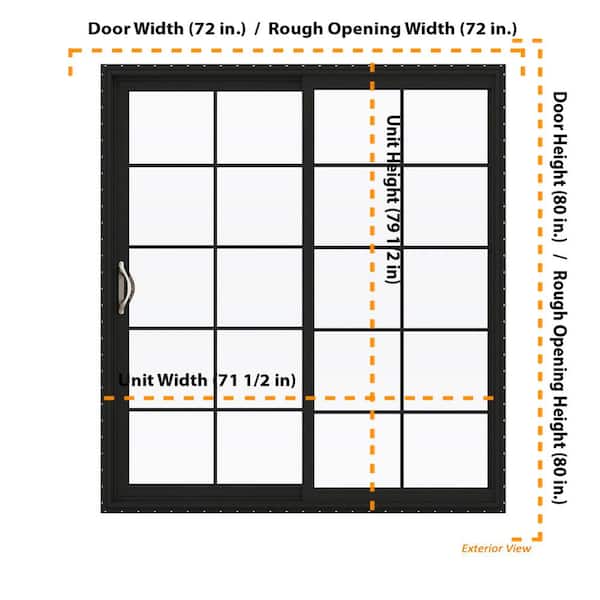 JELD-WEN FiniShield V-2500 72-in x 80-in 4-9/16-in Low-e Argon Bronze Vinyl Sliding Left-Hand Sliding Double Patio Door Screen Included