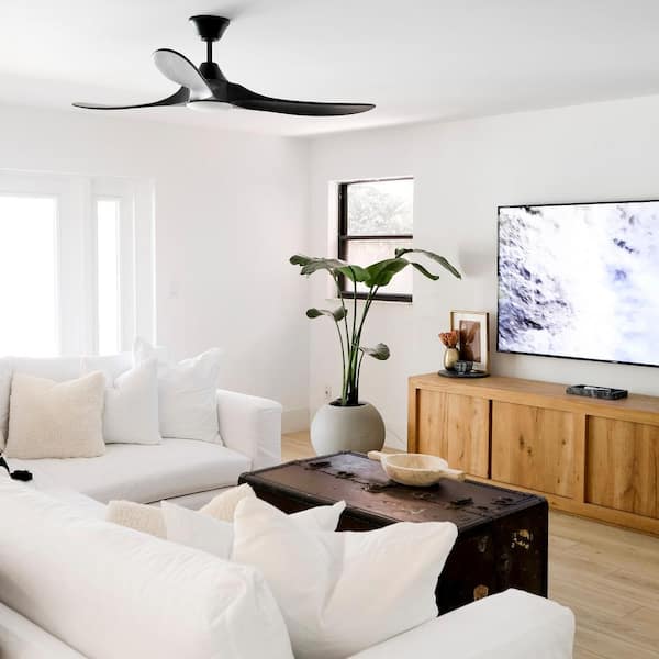 Maverick LED 60 in. Integrated LED Indoor/Outdoor Matte Black Ceiling Fan with Matte Black Blades with Remote Control