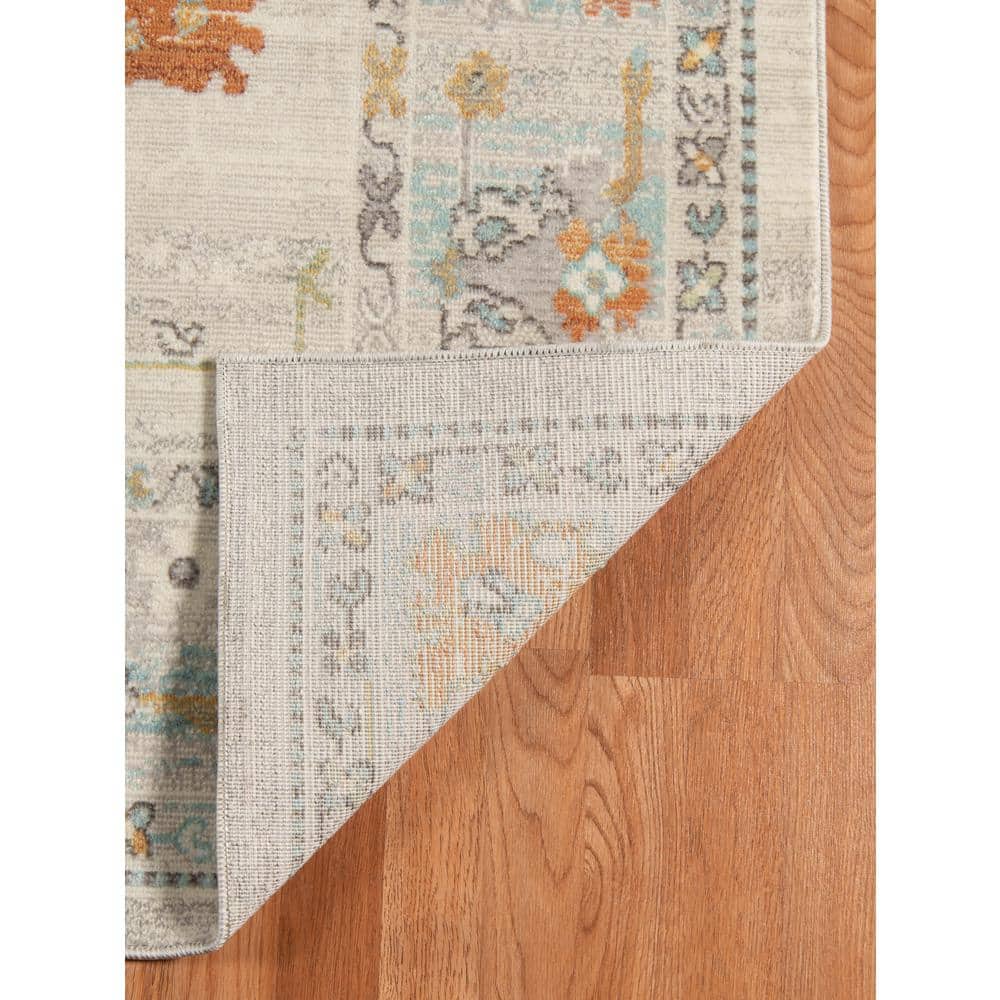 Bohemian Bordered Beige Synthetic 5' x 7' Outdoor Rug