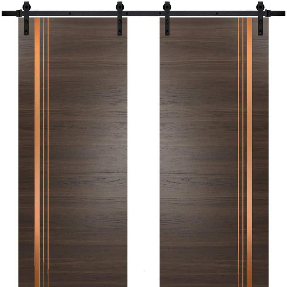 Assemble Required 18 in. x 84 in. 2-Panel Chocolate Ash Solid Wood with Honeycomb Sliding Barn Door with Hardware Kit price history on PriceWatchPro