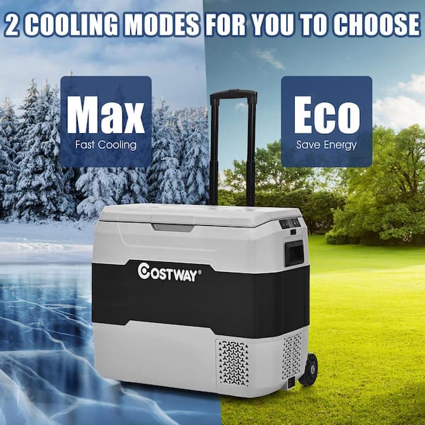 Costway Gray Portable 53 QT/50 L with Wheels Chest Cooler Car