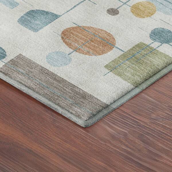 Mayfield Premium Machine Washable Abstract AMF2393 Ivory 9 ft. x 12 ft. Area Rug