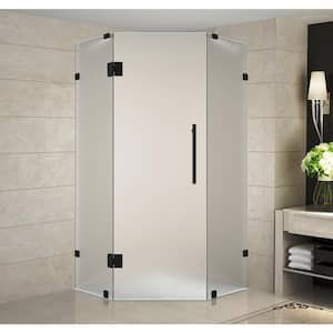 Neoscape 34 in. x 34 in. 72 in. Frameless Hinged Neo-Angle Shower Enclosure with Frosted Glass in Matte Black