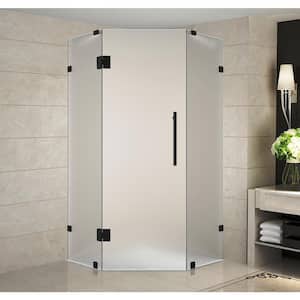 Neoscape 42 in. x 42 in. 72 in. Frameless Hinged Neo-Angle Shower Enclosure with Frosted Glass in Matte Black
