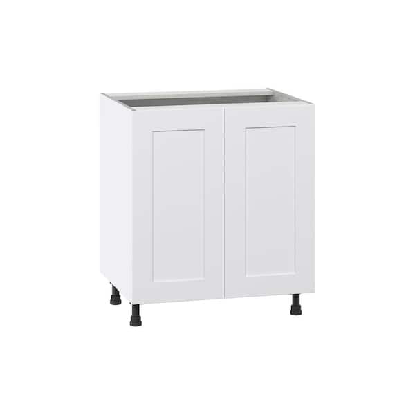 J COLLECTION Wallace Painted Warm White Shaker Assembled Base Kitchen Cabinet (30 in. W x 34.5 in. H x 24 in. D)