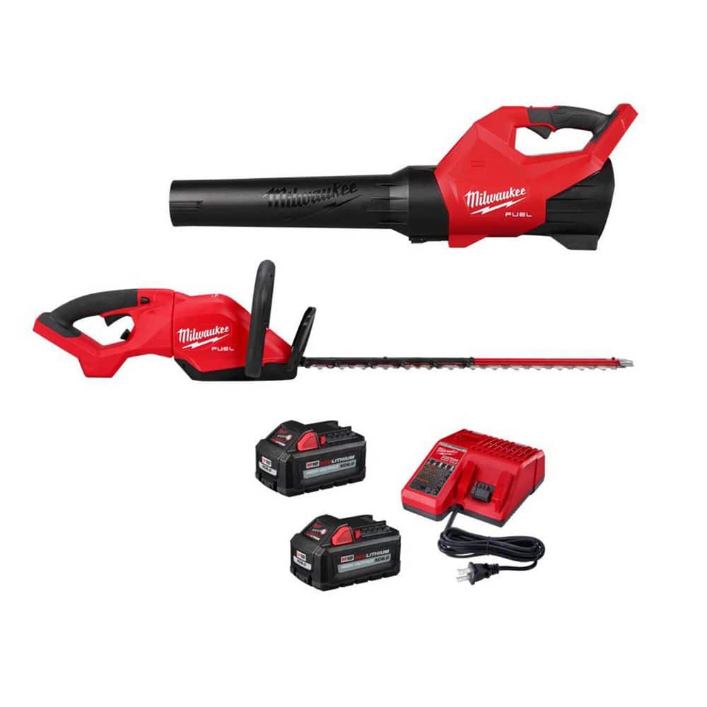 Milwaukee M18 FUEL 120 MPH 500 CFM 18V Brushless Cordless Handheld Blower w/Two 6.0 Ah Batteries, Hedge Trimmer, Charger