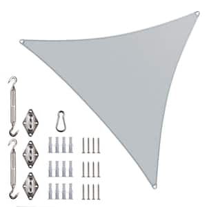 30 ft. x 30 ft. x 30 ft. Triangle Pro Ring Sun Shade Sail with Hardware Kit-Grey