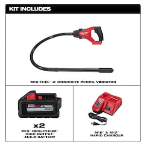 M18 FUEL 18V Lithium-Ion Brushless Cordless 4 ft. Concrete Pencil Vibrator Kit with (2) 6.0 Ah Battery