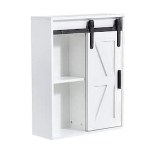 21.7 in. W x 7.9 in. D x 27.6 in. H Bathroom Storage Wall Cabinet White Wood Wall-Mounted 5-layer Storage Cabinet