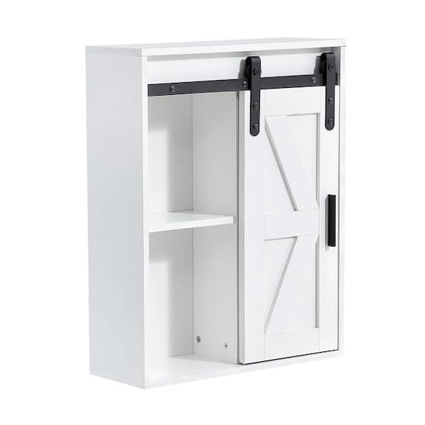Unbranded 21.7 in. W x 7.9 in. D x 27.6 in. H Bathroom Storage Wall Cabinet White Wood Wall-Mounted 5-layer Storage Cabinet