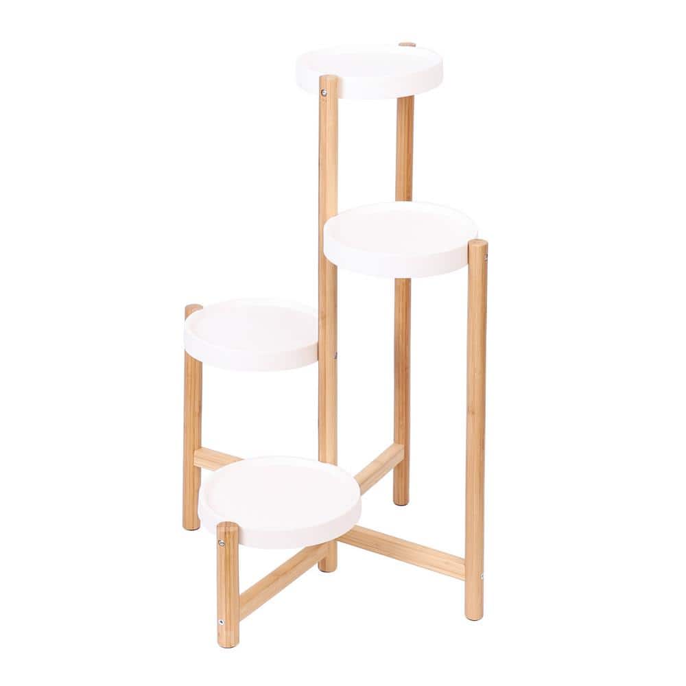 4-Tier Bamboo Plant Stand 31.5 in. Tall Flower Pot Display Shelf Holder Nor