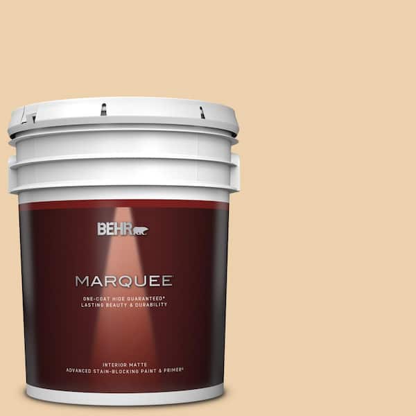 BEHR MARQUEE 5 gal. #MQ3-43 Ceramic Beige One-Coat Hide Matte Interior Paint & Primer