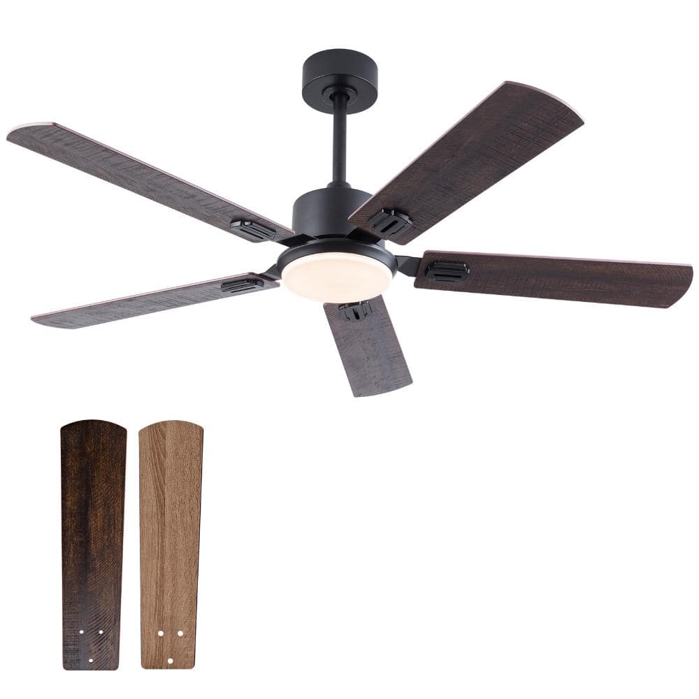 52 in LED Indoor Black Downrod Ceiling Fan with Dual Finish Blades Blades and Remote Control price history on PriceWatchPro