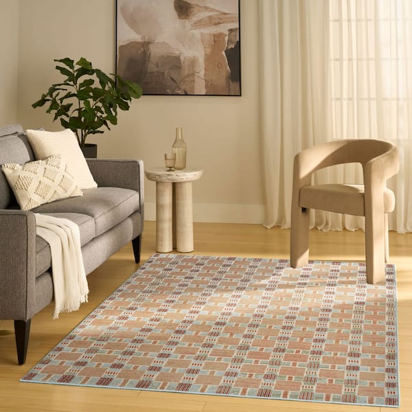 Nordic Rust Multicolor 5 ft. x 7 ft. Geometric Contemporary Area Rug