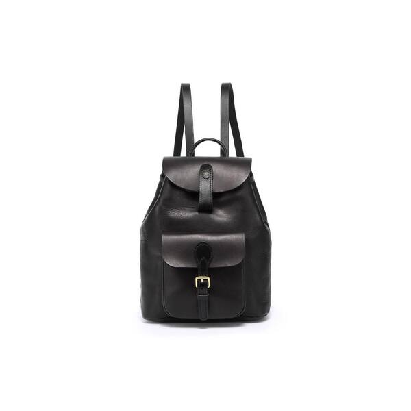 Aoibox 10.5 in. Black Genuine Leather Backpack with Adjustable Shoulder