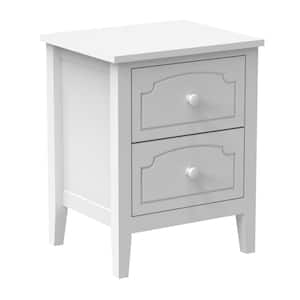 Retro 18.9 in. W x 15.75 in. D x 24 in. H White Nightstand Linen Cabinet with 2-Drawers