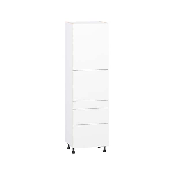 Timberline 24 in. W x 24 in. D x 84.5 in. H Assembled Slab Pantry Kitchen Cabinet in Bright White with 3-Drawers