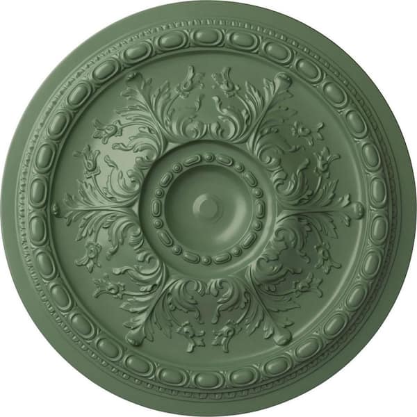 Ekena Millwork 28" x 2-3/4" Stockport Urethane Ceiling (Fits Canopies up to 6-1/4"), Hand-Painted Athenian Green
