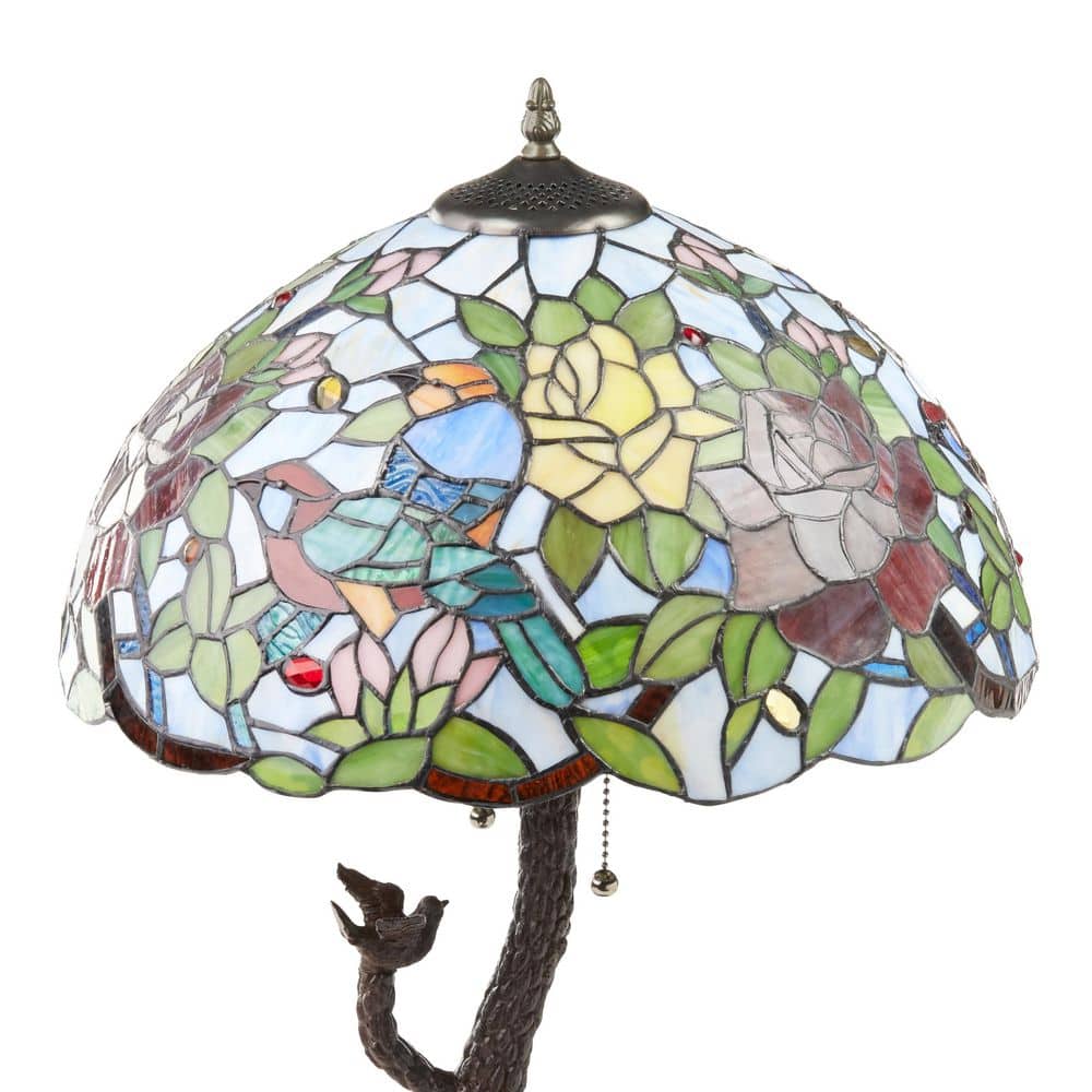 Ariana 26.75" Tan Tiffany Stained Glass Candlestick Table Lamp
