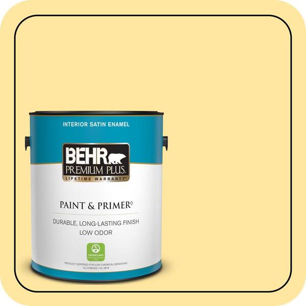 BEHR PREMIUM PLUS 1 gal. #PMD-10 Equator Glow Satin Enamel Low Odor Interior Paint & Primer