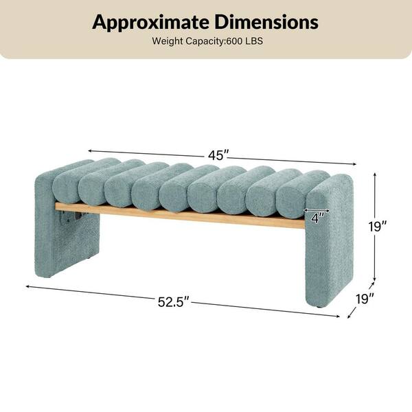 JAYDEN CREATION Alva Sage 52.5 in. Modern Upholstered Bench