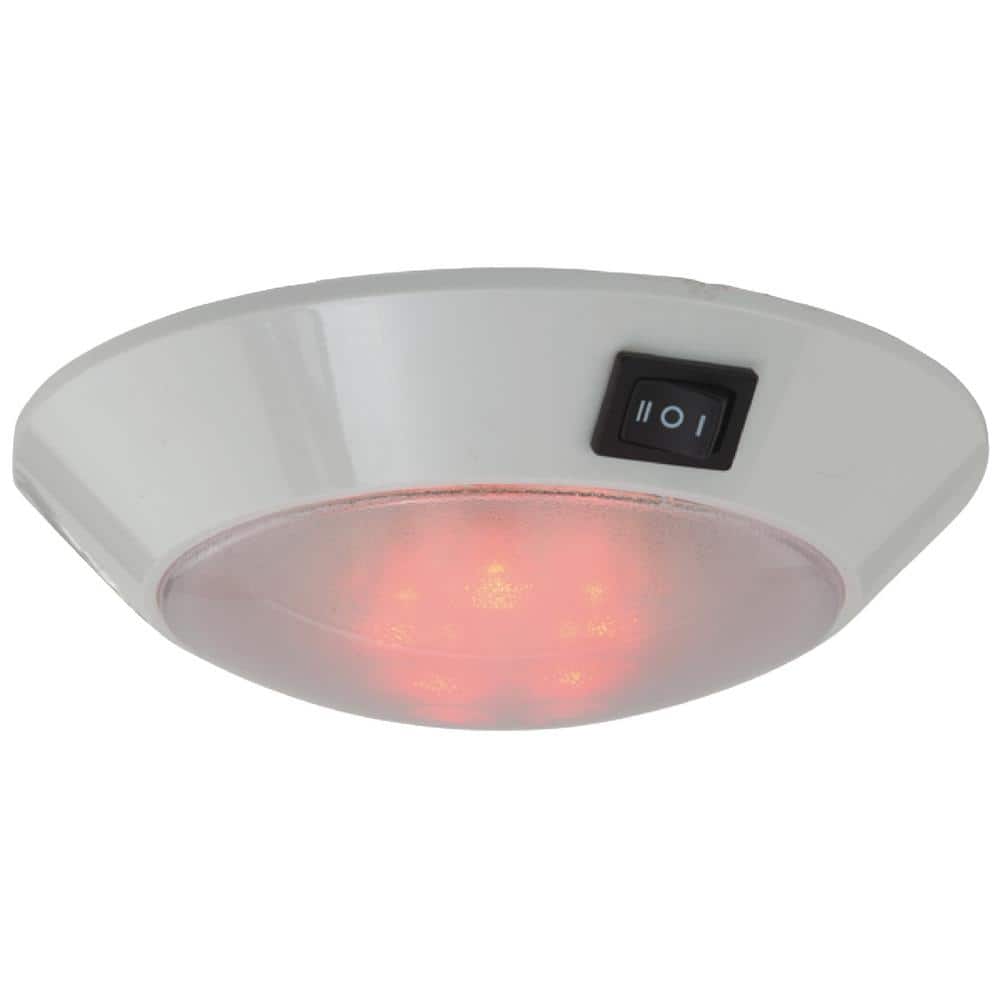 Plastic 5 in. Red and 15 in. White LED Day and Night 12-Volt White Dome Lig