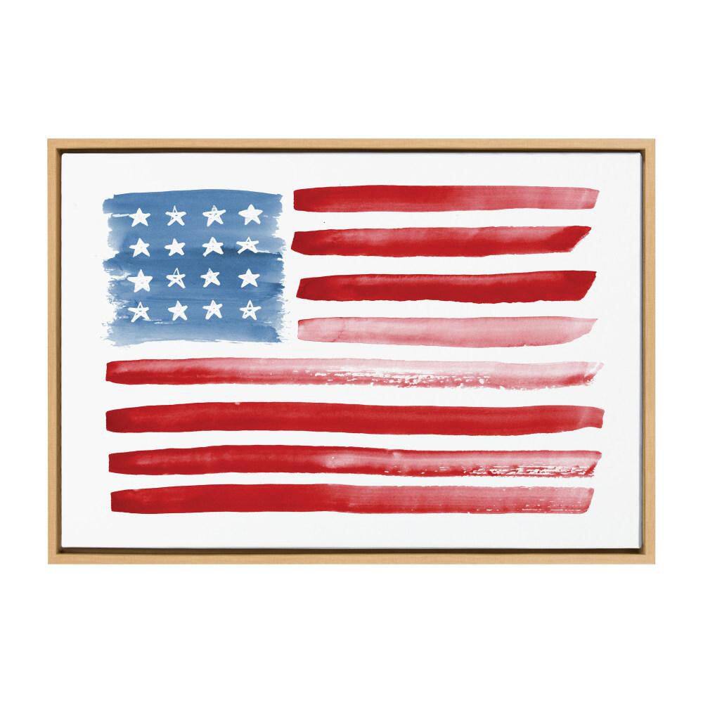 Natural Framed American Flag Canvas Print, 23" x 33"