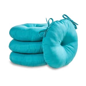 Solid Teal 18 in. Round Outdoor Seat Cushion (4-Pack)