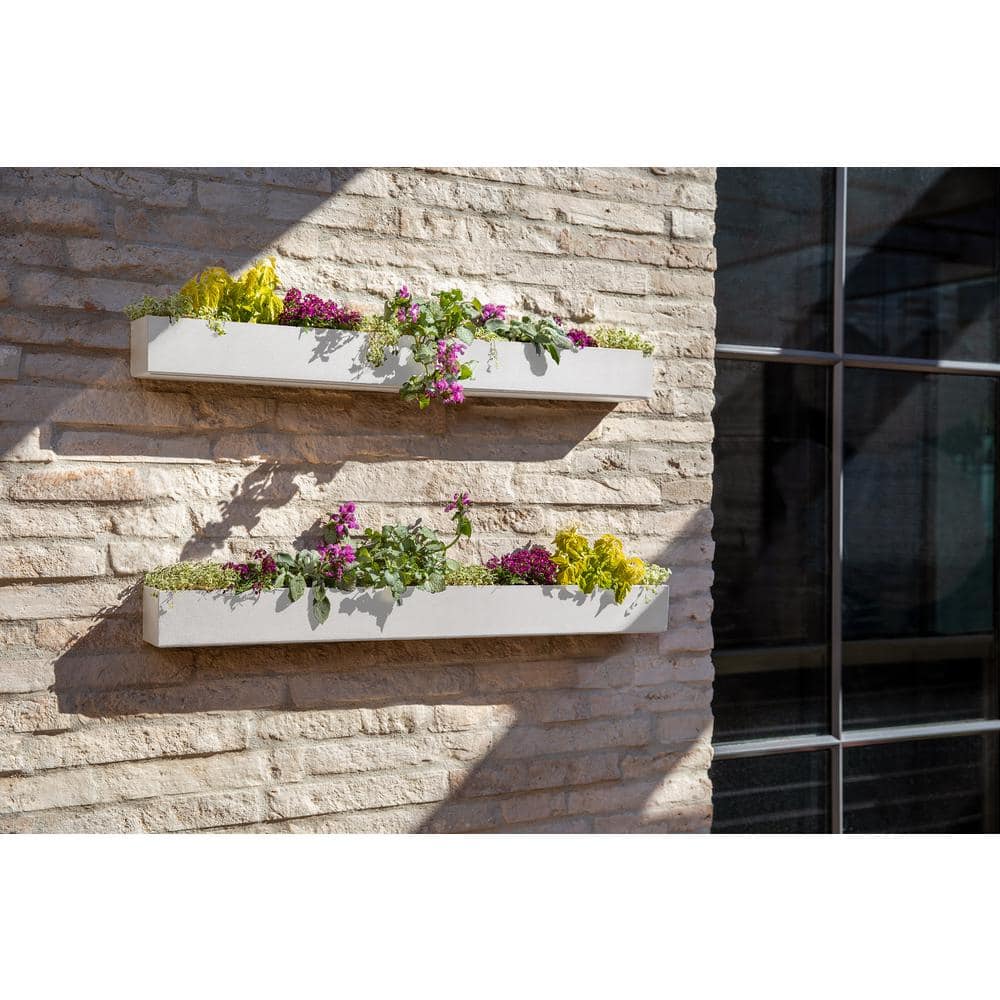 White 32" Composite Geo Series Trough Hanging Planter - 2-Pack