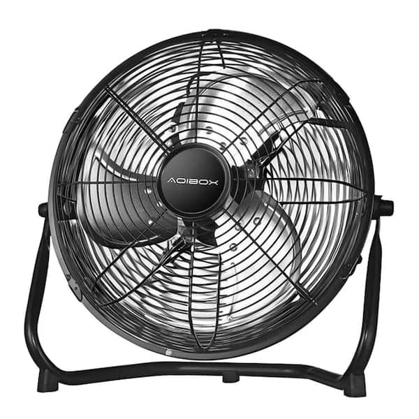 12 in. 3-Speed High-Velocity Industrial Heavy Duty Metal Floor Fan in Black with Tilting Head for Outdoor/Indoor Use