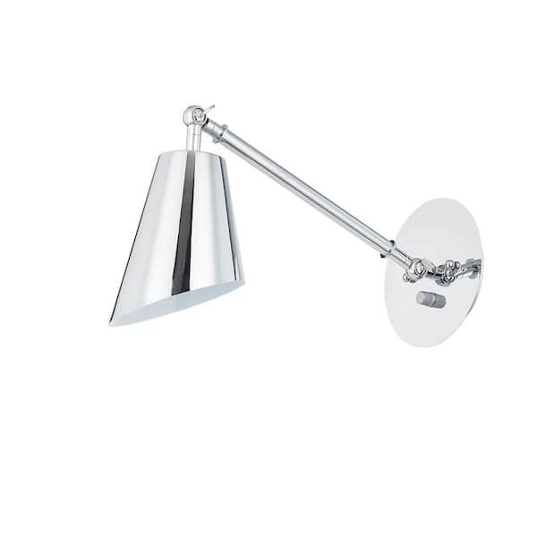 Grant 1-Light Chrome Finish, White Inside Wall Sconce
