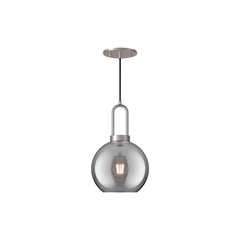 Mini Brushed Nickel Globe Pendant with Smoked Glass