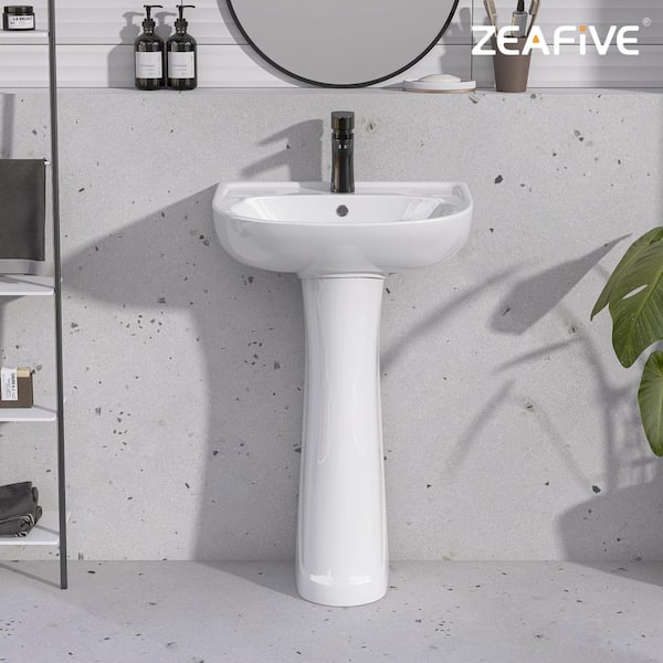 Zeafive 22 in. W x 17 in. D Pedestal Sink Combo White Vitreous