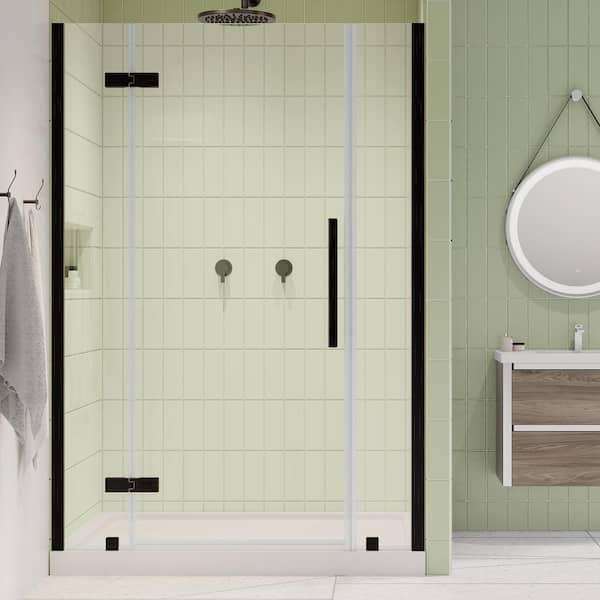 OVE Decors Tampa 54 in. L x 32 in. W x 75 in. H Alcove Shower Kit with Pivot Frameless Shower Door in ORB and Shower Pan