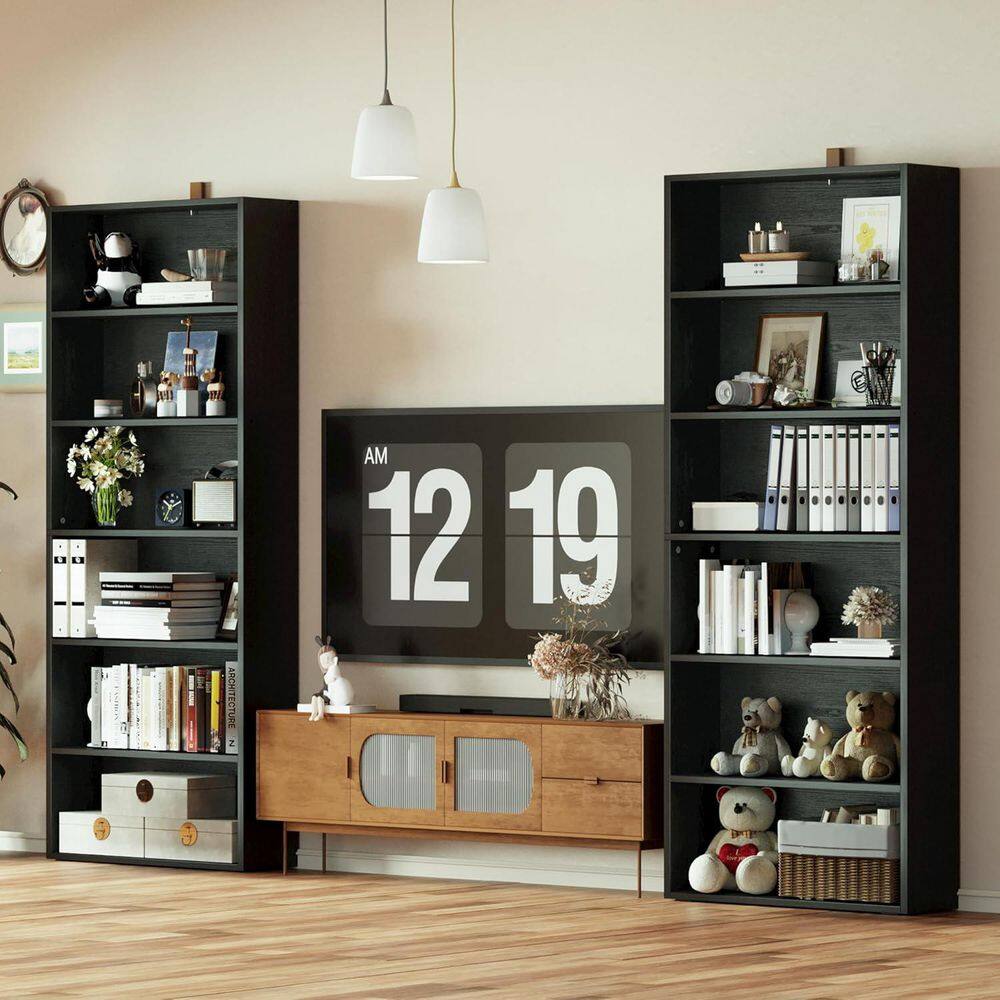 81 in. Tall Wood Black 5-Shelf Standard Bookcase price history on PriceWatchPro