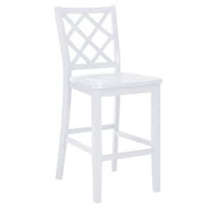 Mori 25.25 in. Seat Height Pure White Full back wood frame Counter Stool