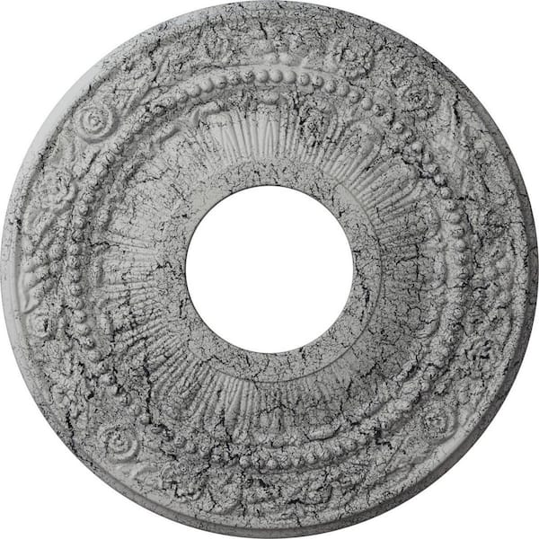Ekena Millwork 7/8 in. x 12-1/8 in. x 12-1/8 in. Polyurethane Nadia Ceiling Medallion, Ultra Pure White Crackle