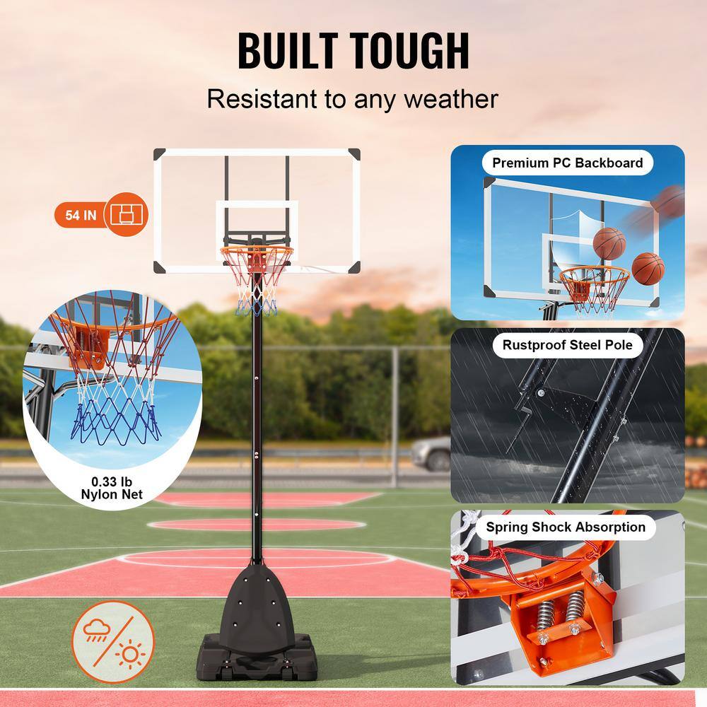 Adjustable Height Portable Multicolor Basketball Hoop with Fillable Base