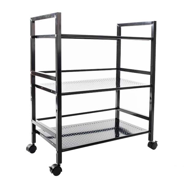 NORTH SUNSHINE LLC Widen 3-Tier Iron Multi-functional Storage Cart in Black steel