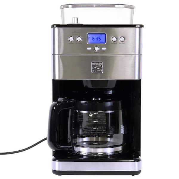 KENMORE Elite Grind and Brew black 12- Cup Coffee Maker with Burr Grinder,  Programmable Automatic Timer Brew KKECMGBSS - The Home Depot