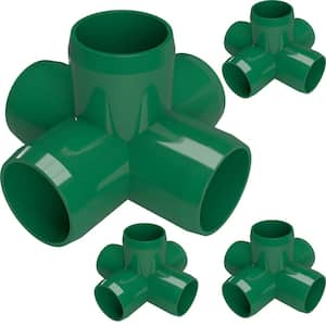 1 in. Furniture Grade PVC 5-Way Cross in Green (4-Pack)