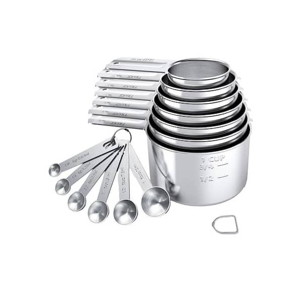 13-Piece Stainless Steel Measuring Spoon and Cup Set with Multiple Sizes Coffee Scoop Dishwasher Safe