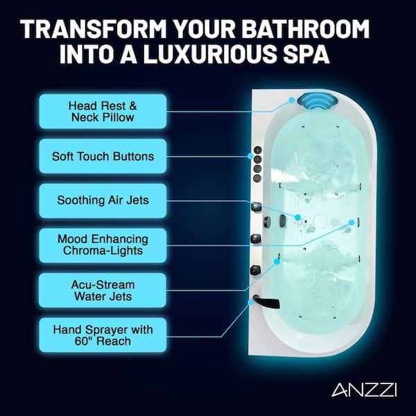 ANZZI Stone Belle 67 in. x 32 in. Flatbottom Freestanding