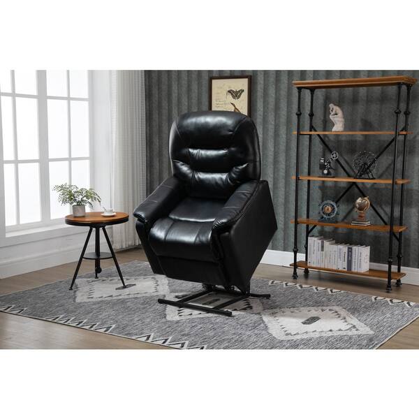 Boyel Living Black Ergonomic Faux Leather Power Lift Elderly