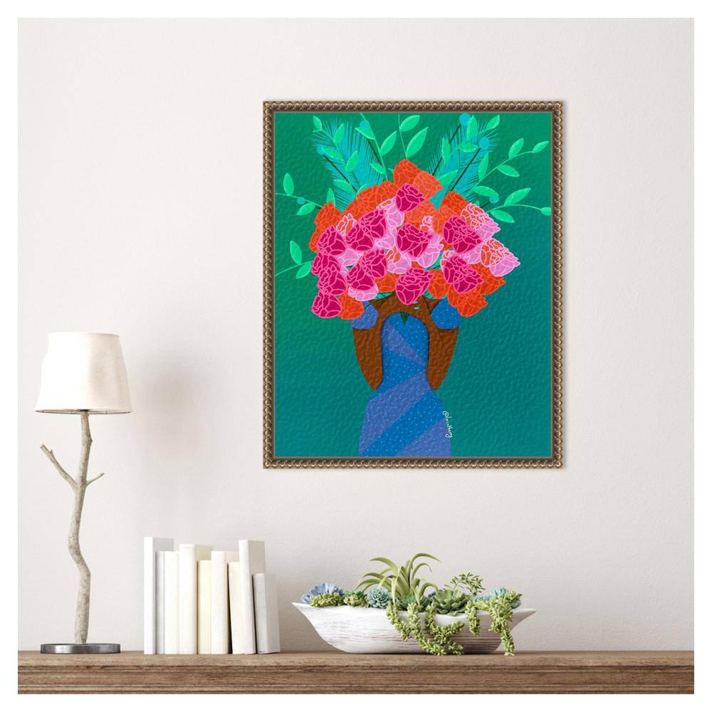 Botanic-Inspired Beaded Bronze Framed Canvas Wall Art 16 x 20-in.