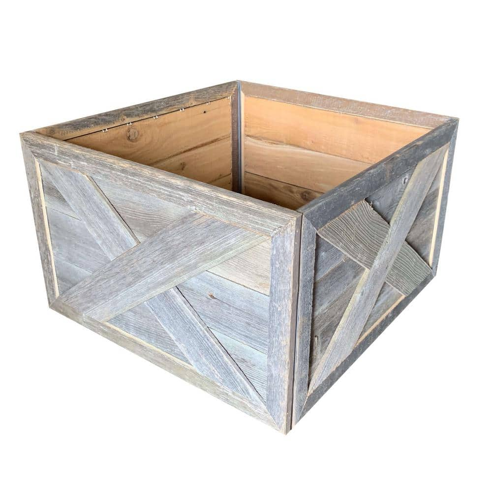 BarnwoodUSA Farmhouse Deluxe 17.5 in. W x 11.5 in. H, 24 in. Dia, Weathered Gray Decorative Christmas Tree Box Collar