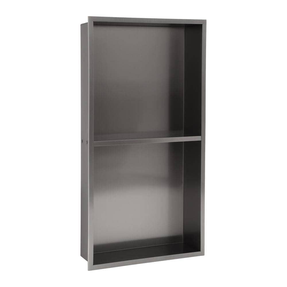 13 in. W x 25 in. H x 4 in. D 18-Gauge Stainless Steel Recessed Shower Niche Double Shelf in Matte Black price history on PriceWatchPro